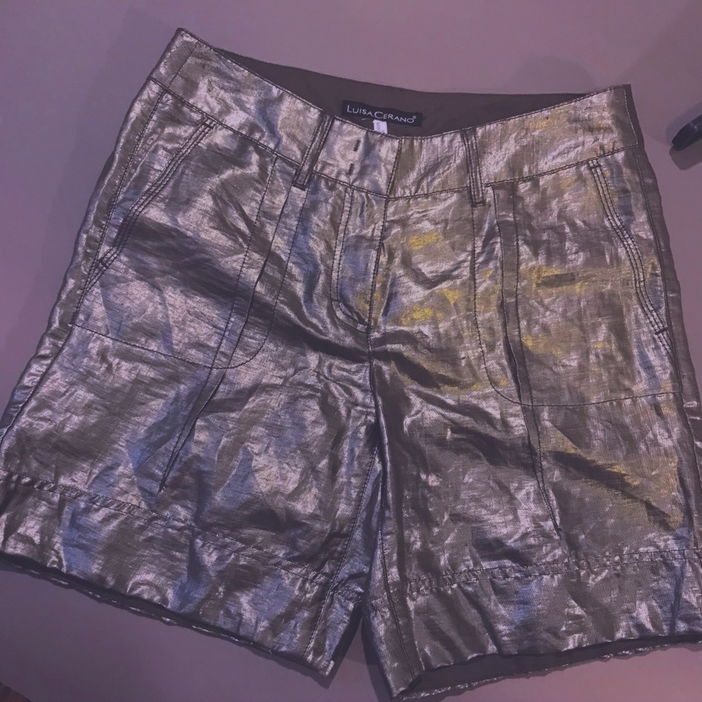 Vintage Luisa Cerano silver dress shorts size 6